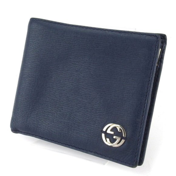 GUCCI two-fold wallet leather Auth used T18048